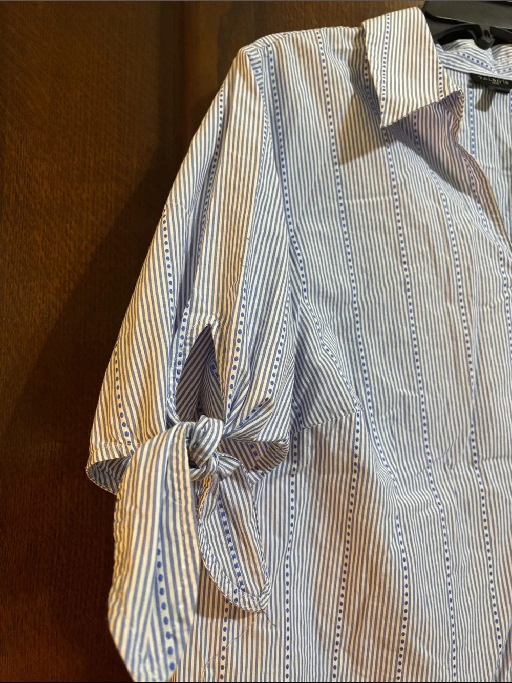 Talbots Blue and White Striped Popover Shirt - Picture 4 of 9